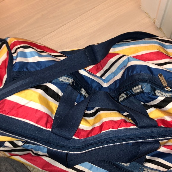 Lesportsac Bags Lesportsac Striped Rainbow Overnight Bag Poshmark